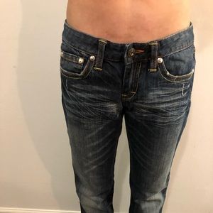 SHORTENED CHRISTIAN AUDIGIER BOOT CUT SKULLY JEANS